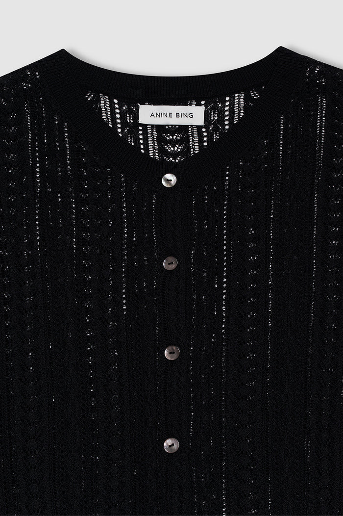 ANINE BING Moni Crop Cardigan - Black - detail view