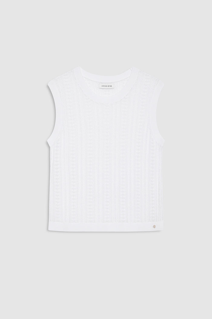 ANINE BING Moni Crop Tank - White - front view