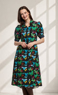 Dizzy-Lizzie Montauk Dress - Black with Butterfly Print available at Barbara Katz