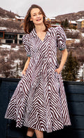Dizzy-Lizzie Montauk Dress - Chocolate Ivory Tiger Stripes available at Barbara Katz