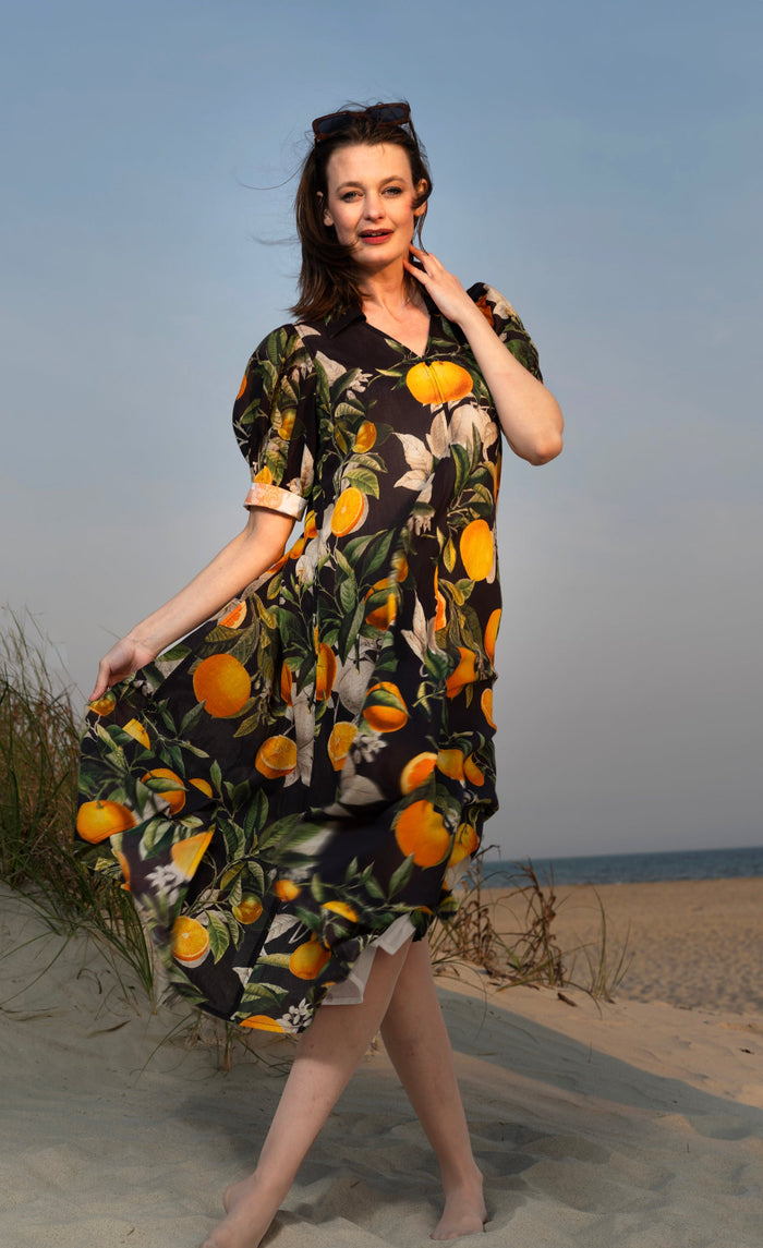 Dizzy-Lizzie Montauk Dress in Citrus Print available at Barbara Katz