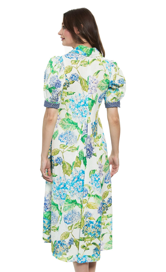 Dizzy-Lizzie Montauk Dress in Hydrangeas Print available at Barbara Katz