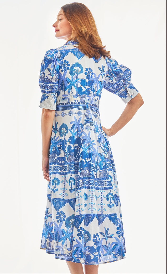 Dizzy-Lizzie Montauk Dress - Ikat Print Blues available at Barbara Katz