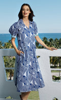 Dizzy-Lizzie Montauk Dress - Navy White Geo  Print available at Barbara Katz