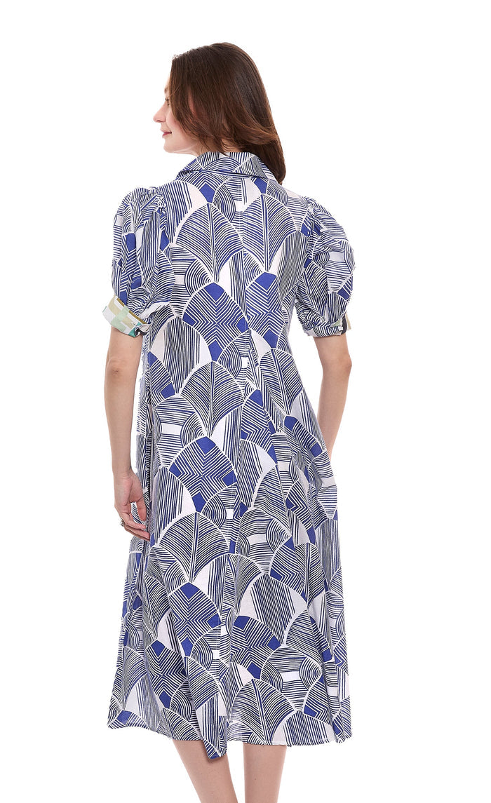 Dizzy-Lizzie Montauk Dress - Navy White Geo  Print available at Barbara Katz
