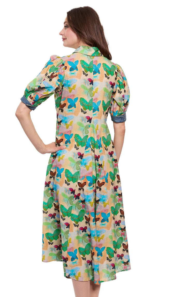 Dizzy-Lizzie Montauk Dress - Neutral Butterfly Print available at Barbara Katz
