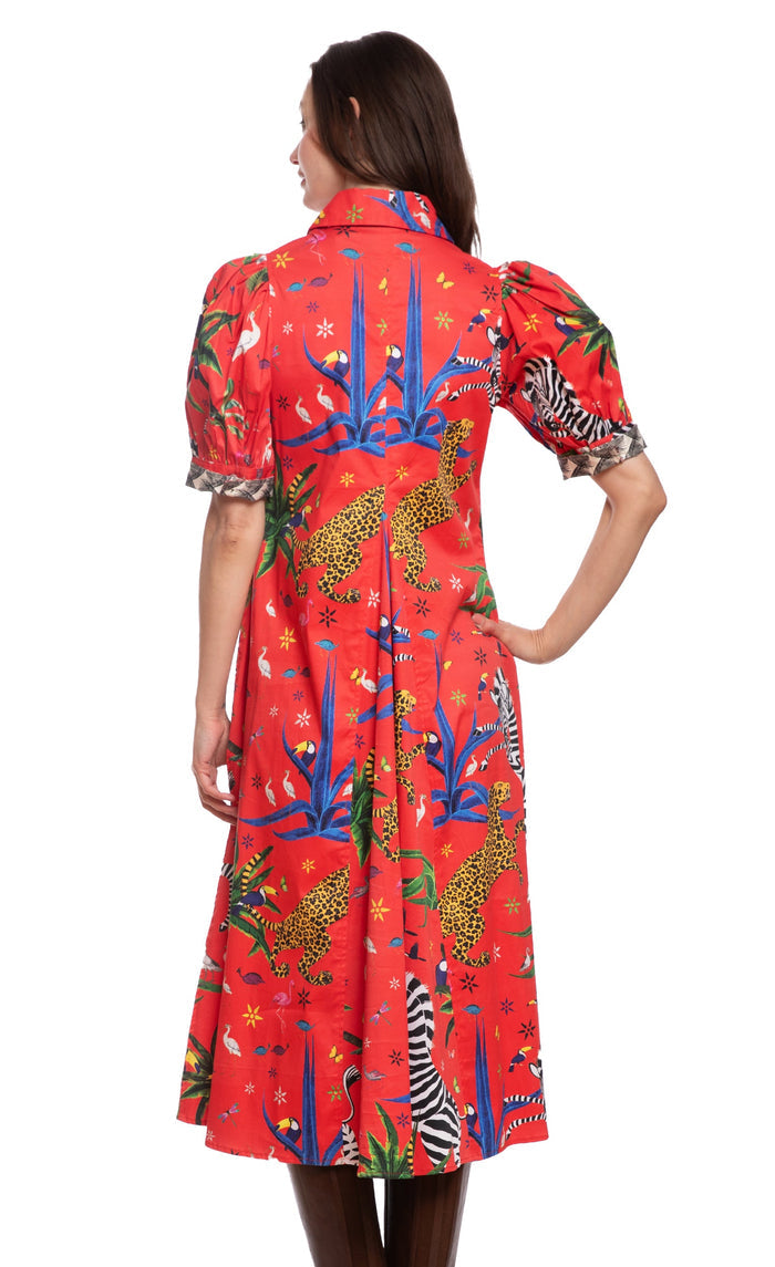 Dizzy-Lizzie Montauk Dress - Red with Zebras available at Barbara Katz