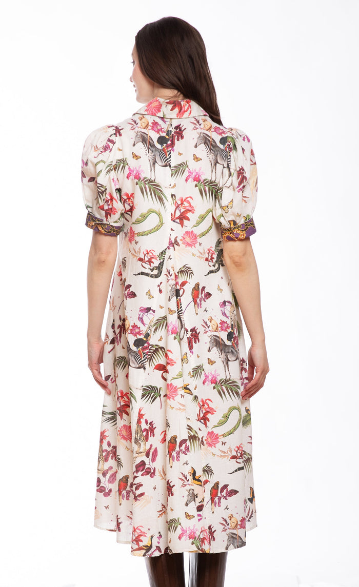 Dizzy-Lizzie Montauk Dress - Violet Safari Print available at Barbara Katz
