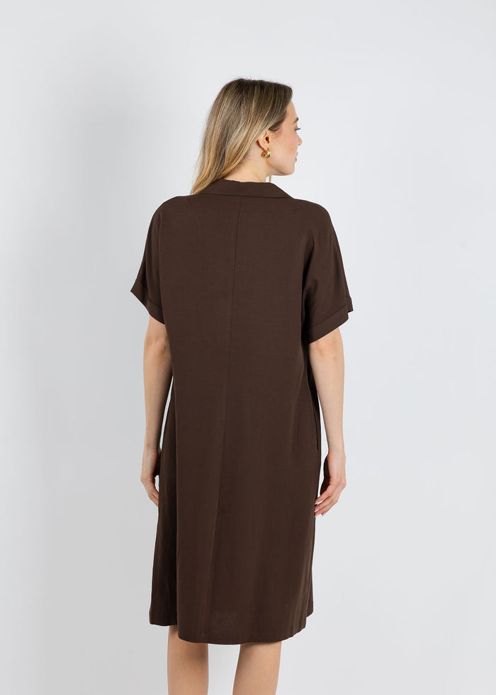 Tinta Morgan Shirt Dress in Chocolate available at Barbara Katz