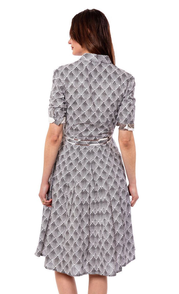 Dizzy-Lizzie Mrs Maisel Dress - Black White Geometric available at Barbara Katz