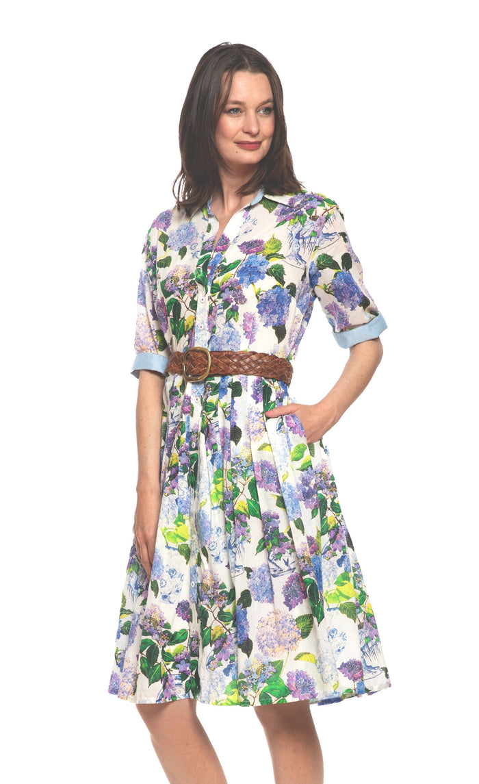 Dizzy-Lizzie Mrs Maisel Dress in Hydrangea Print available at Barbara Katz