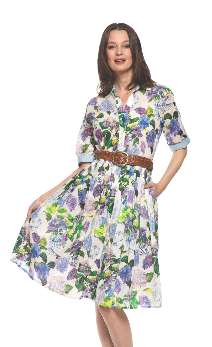 Dizzy-Lizzie Mrs Maisel Dress in Hydrangea Print available at Barbara Katz