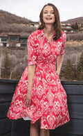 Dizzy-Lizzie Mrs Maisel Dress - Pink White Ikat available at Barbara Katz