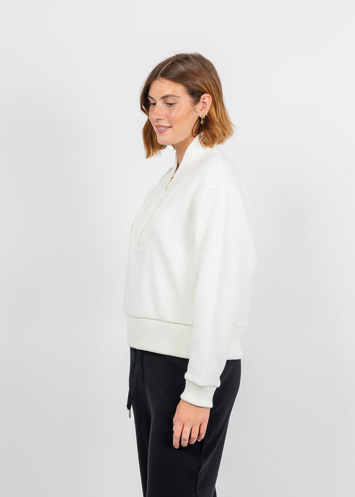 Varley Mumford Half-Zip Fleece - Egret available at Barbara Katz