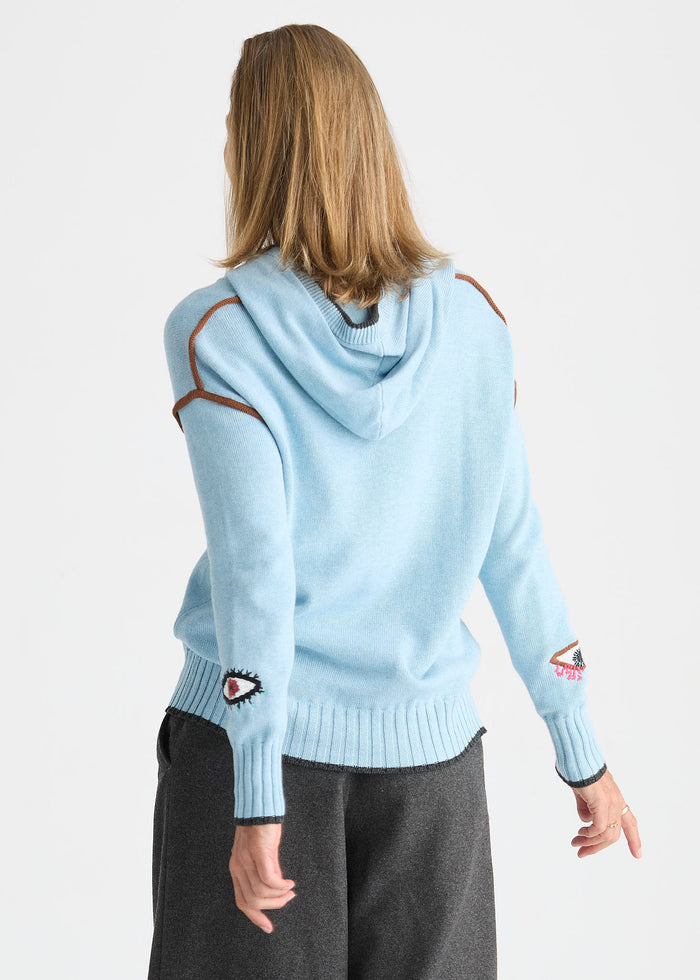 Zaket & Plover Mystic Eye Hoodie in Sky available at Barbara Katz