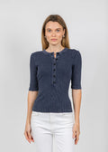 Citizens of Humanity Nali Short Sleeve Henley in Mineral Navy available at Barbara Katz