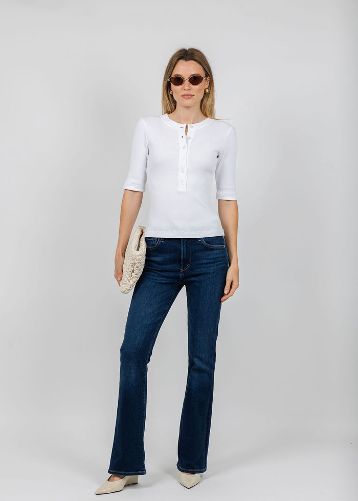 Citizens of Humanity Nali Short Sleeve Henley in White available at Barbara Katz