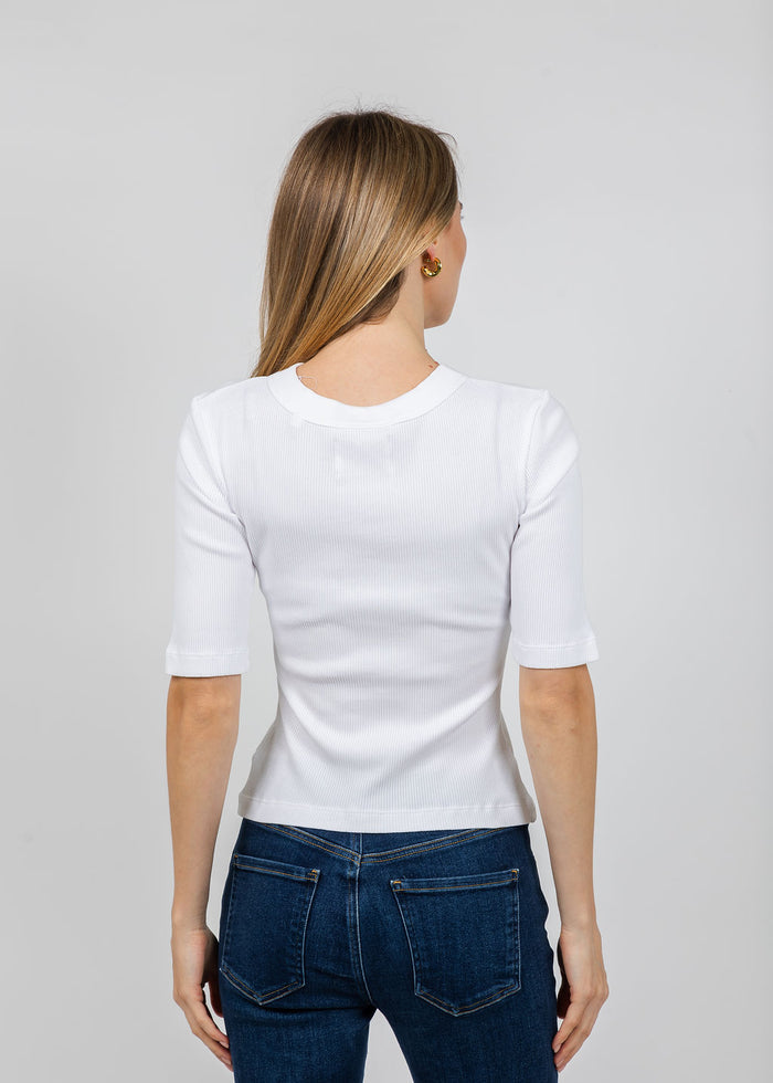 Citizens of Humanity Nali Short Sleeve Henley in White available at Barbara Katz