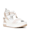 Nero Giardini Bungee Platform Wedge Sandals in White available at Barbara Katz