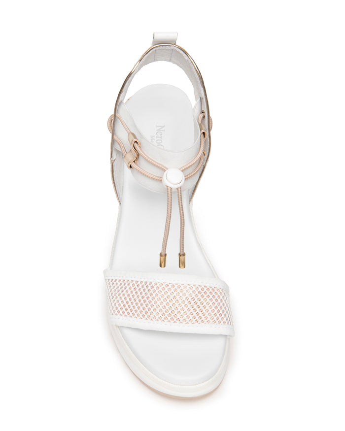 Nero Giardini Bungee Platform Wedge Sandals in White available at Barbara Katz