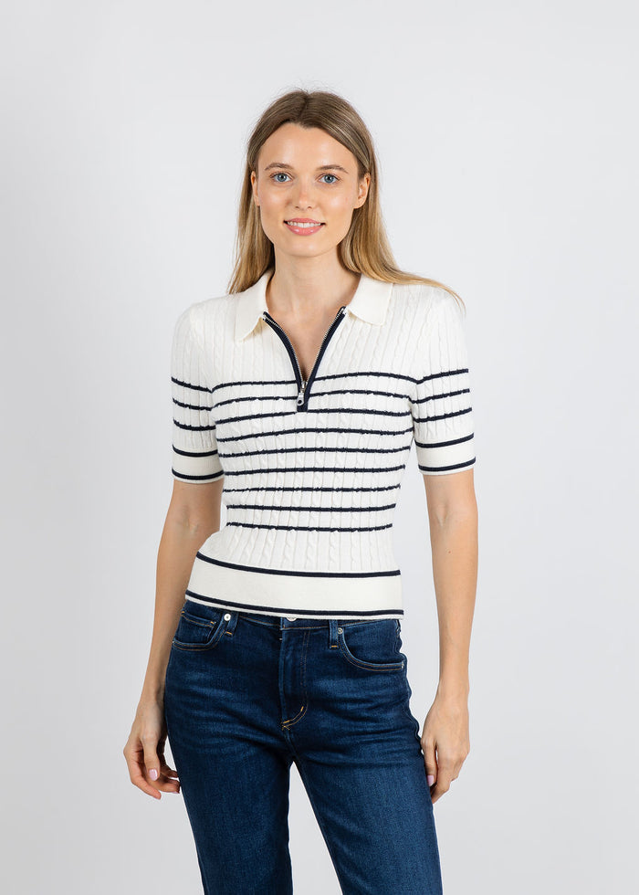 BK Nevada Nautical Cable Polo in Navy/White available at Barbara Katz