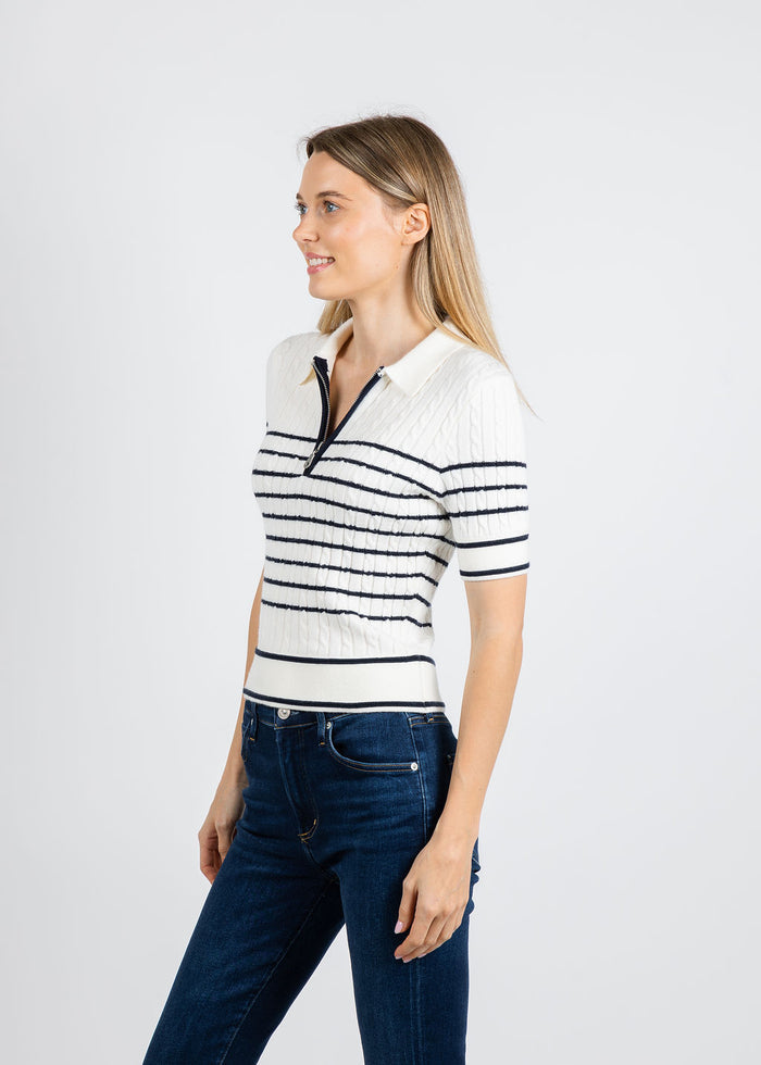BK Nevada Nautical Cable Polo in Navy/White available at Barbara Katz
