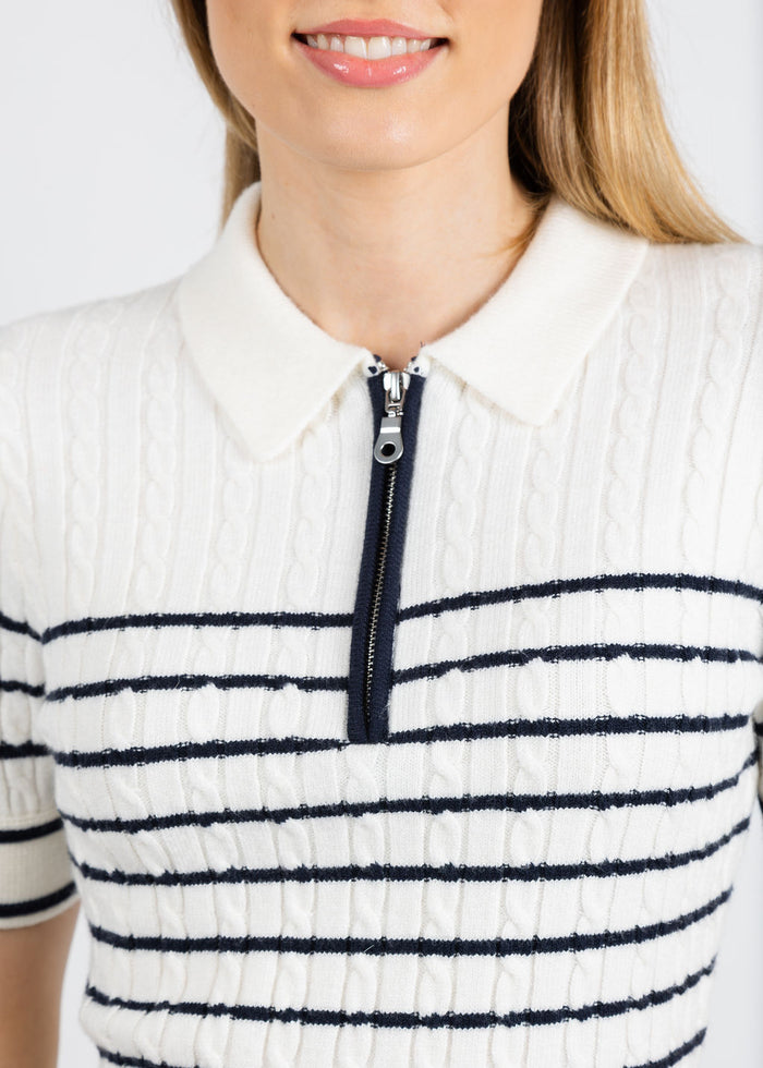 BK Nevada Nautical Cable Polo in Navy/White available at Barbara Katz