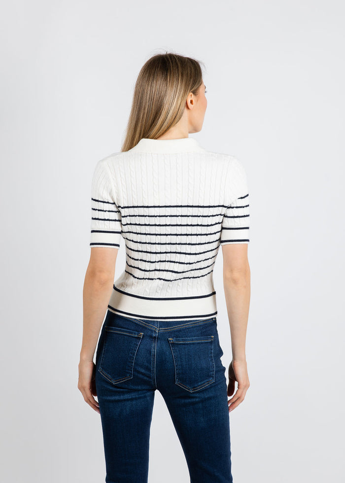 BK Nevada Nautical Cable Polo in Navy/White available at Barbara Katz