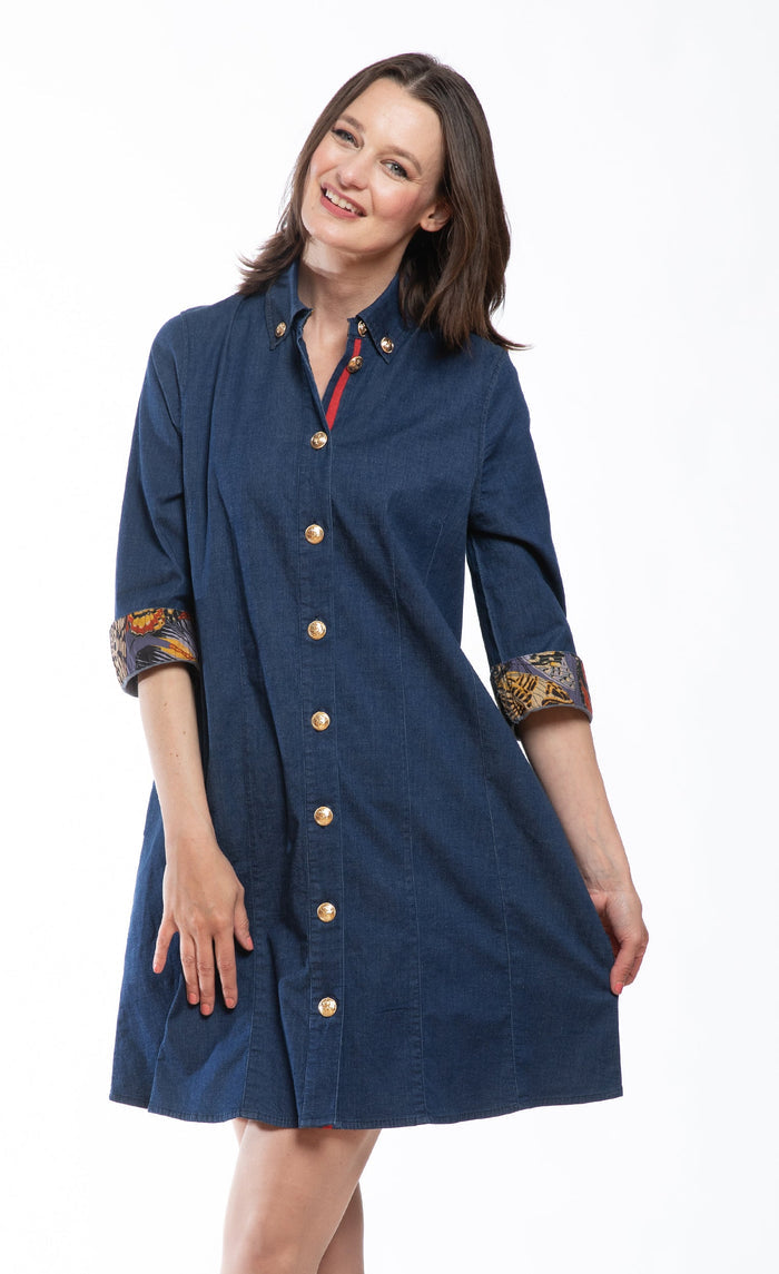Dizzy-Lizzie Newport Denim Dress with Longer Sleeves available at Barbara Katz
