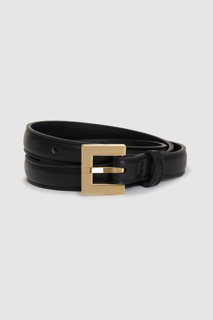 ANINE BING Nicola Belt - Black - Rolled Up View