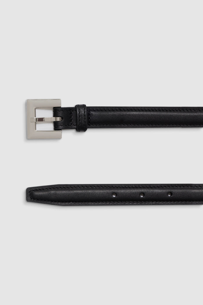 ANINE BING Nicola Belt - Black With Silver - Detail View
