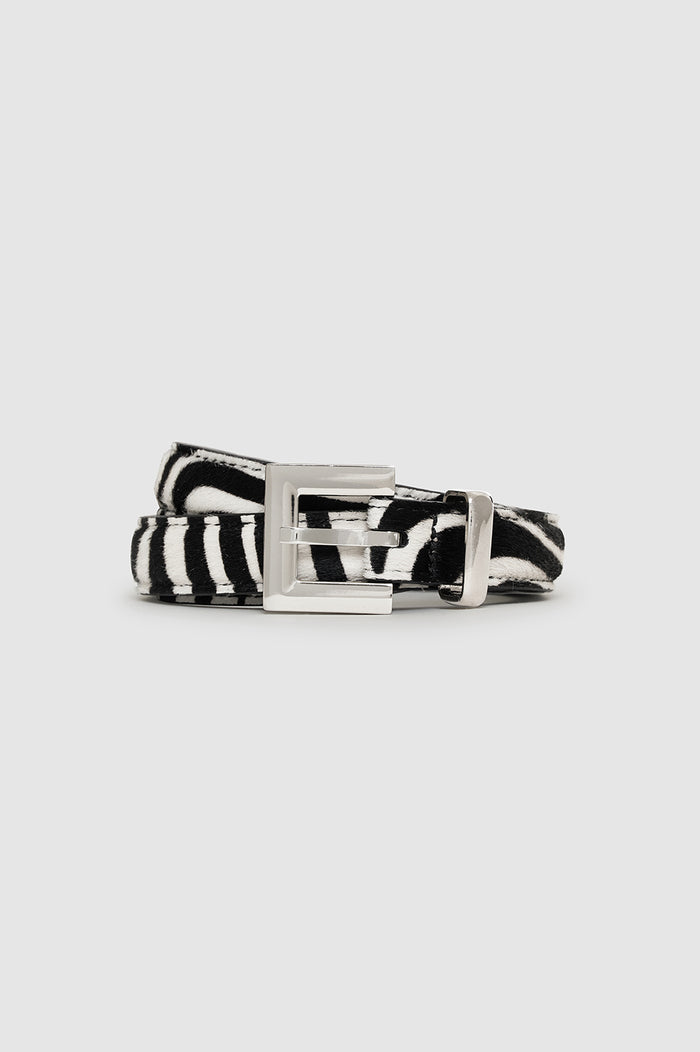 ANINE BING Nicola Belt - Zebra - rolled up view