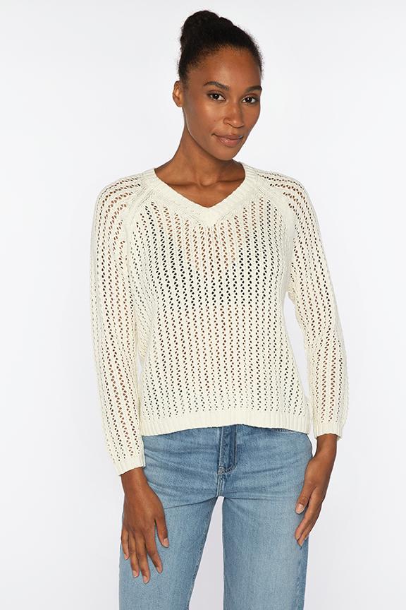 Kinross Openwork Raglan Vee Sweater available at Barbara Katz