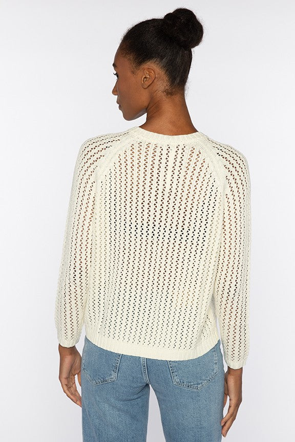 Kinross Openwork Raglan Vee Sweater available at Barbara Katz