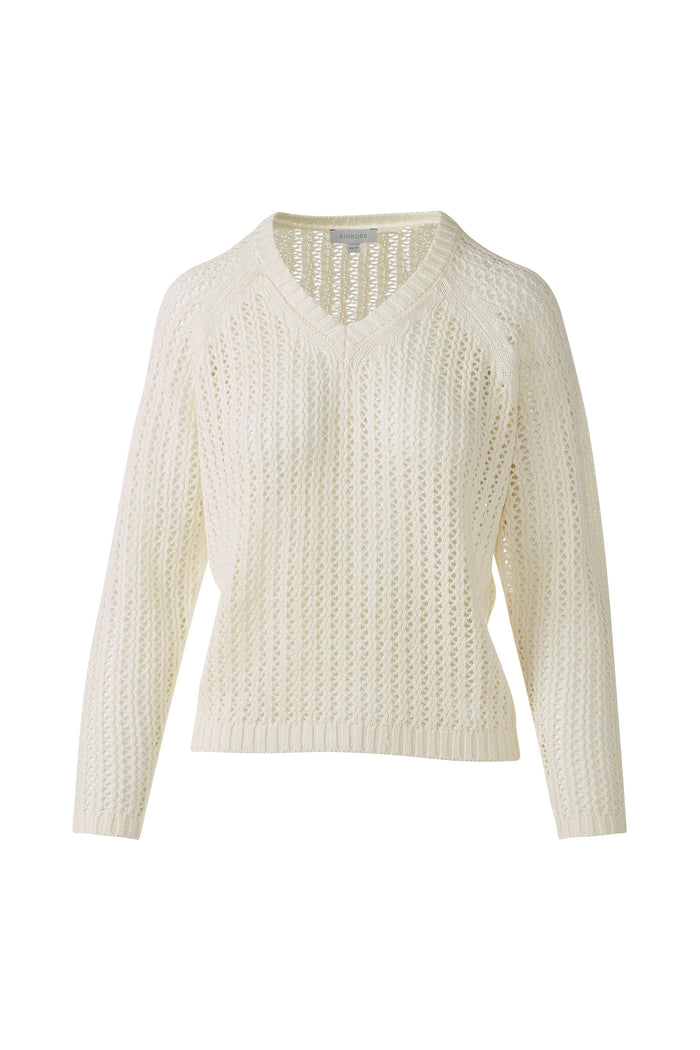 Kinross Openwork Raglan Vee Sweater available at Barbara Katz