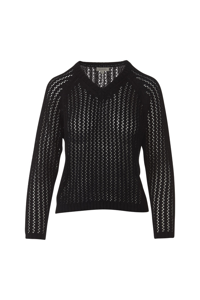 Kinross Openwork Raglan Vee Sweater available at Barbara Katz
