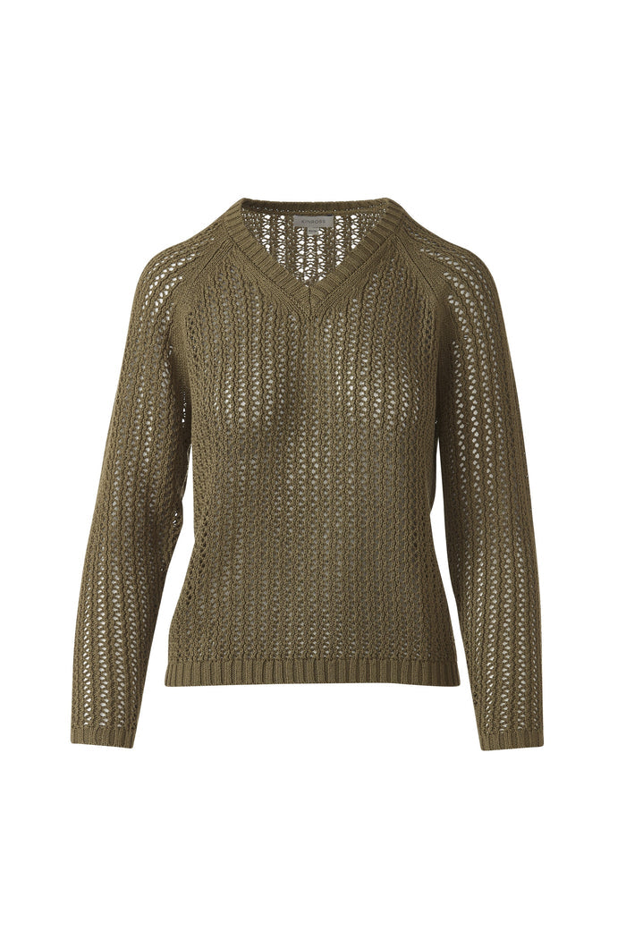Kinross Openwork Raglan Vee Sweater available at Barbara Katz