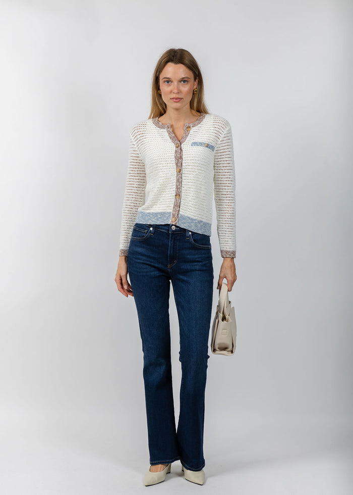 BK Ora Melange Crochet Sweater in Ivory Multi available at Barbara Katz