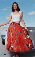 Dizzy-Lizzie Orange Abstract Skirt available at Barbara Katz