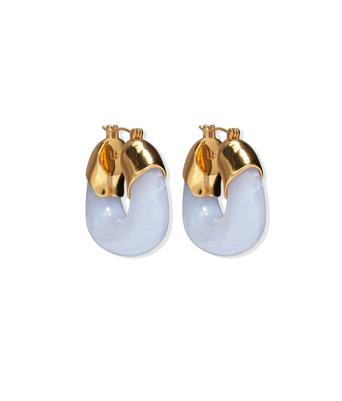 Lizzie Fortunato Organic Hoops in Marbled Blue Lace available at Barbara Katz