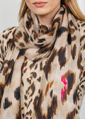 Kinross Painted Leopard Print Scarf - Sandstone Multi available at Barbara Katz