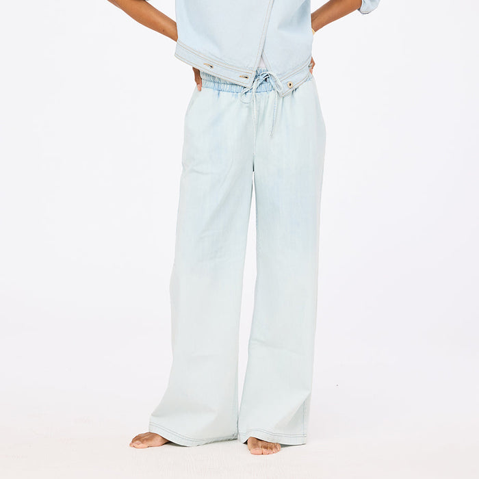 Kerri Rosenthal Palazzo Denim Pants in Light Wash available at Barbara Katz