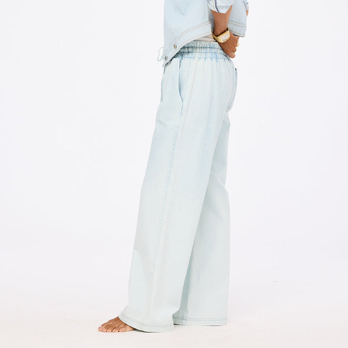 Kerri Rosenthal Palazzo Denim Pants in Light Wash available at Barbara Katz