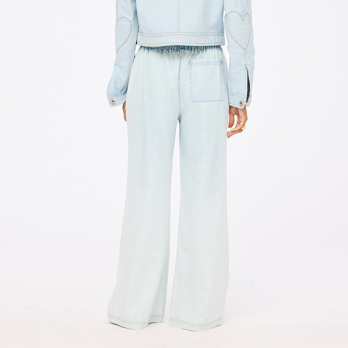 Kerri Rosenthal Palazzo Denim Pants in Light Wash available at Barbara Katz