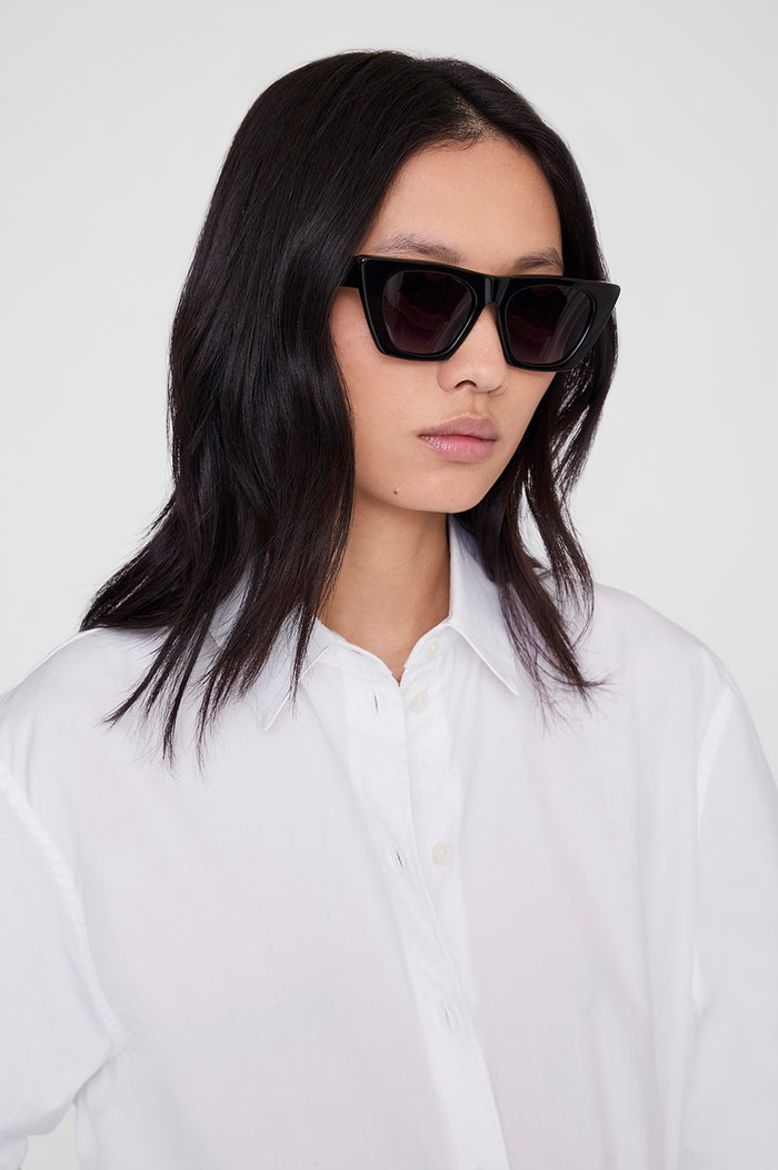 ANINE BING Paris Sunglasses - Black - on model front detail