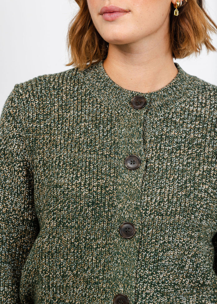 Varley Patricia Rib Cardigan - Ponderosa Pine Fleck available at Barbara Katz