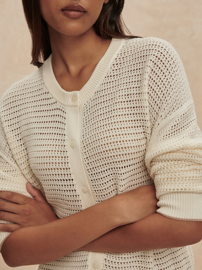 Varley Pembroke Knit Cardigan in Egret available at Barbara Katz