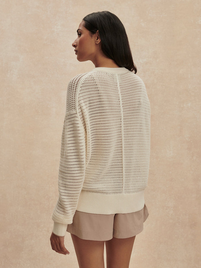Varley Pembroke Knit Cardigan in Egret available at Barbara Katz