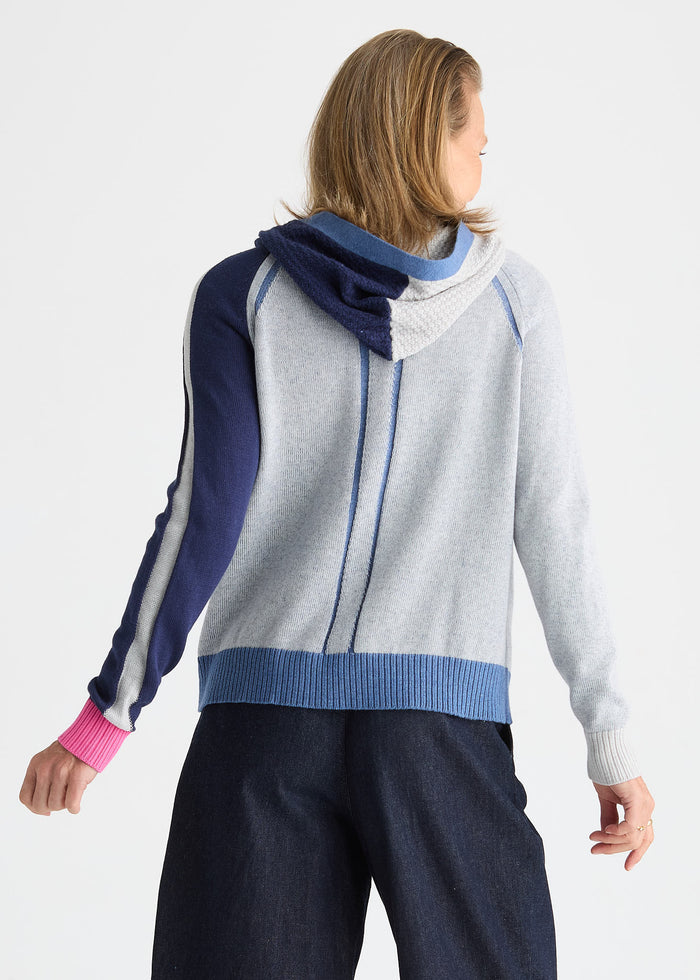 Zaket & Plover Plaited Zip-Up Hoodie in Jean available at Barbara Katz