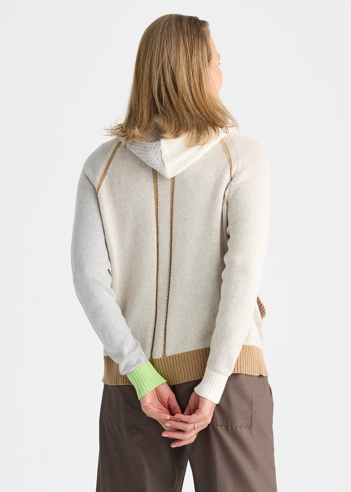 Zaket & Plover Plaited Zip-Up Hoodie in Toffee available at Barbara Katz